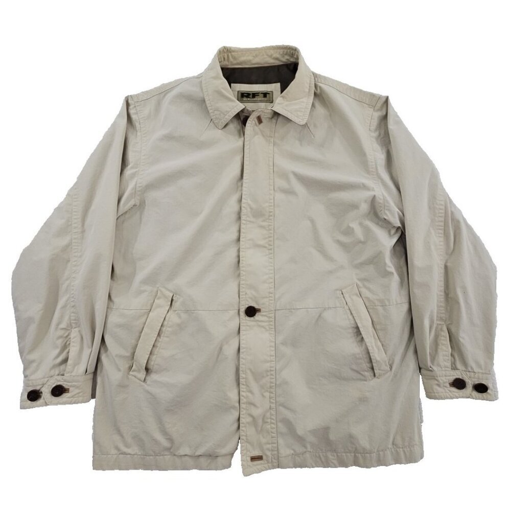 RFT by Rainforest Full Zip‎ Utility Jacket Men's XL Beige Fully Lined EUC Vented